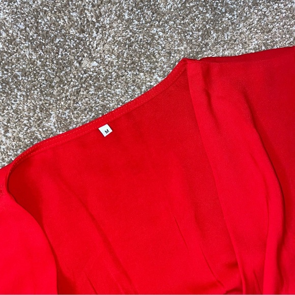 Amoretu Womens' Summer Dress with Short/Long Sleeve Wrap V Neck SZ M flowy mini - Picture 6 of 9